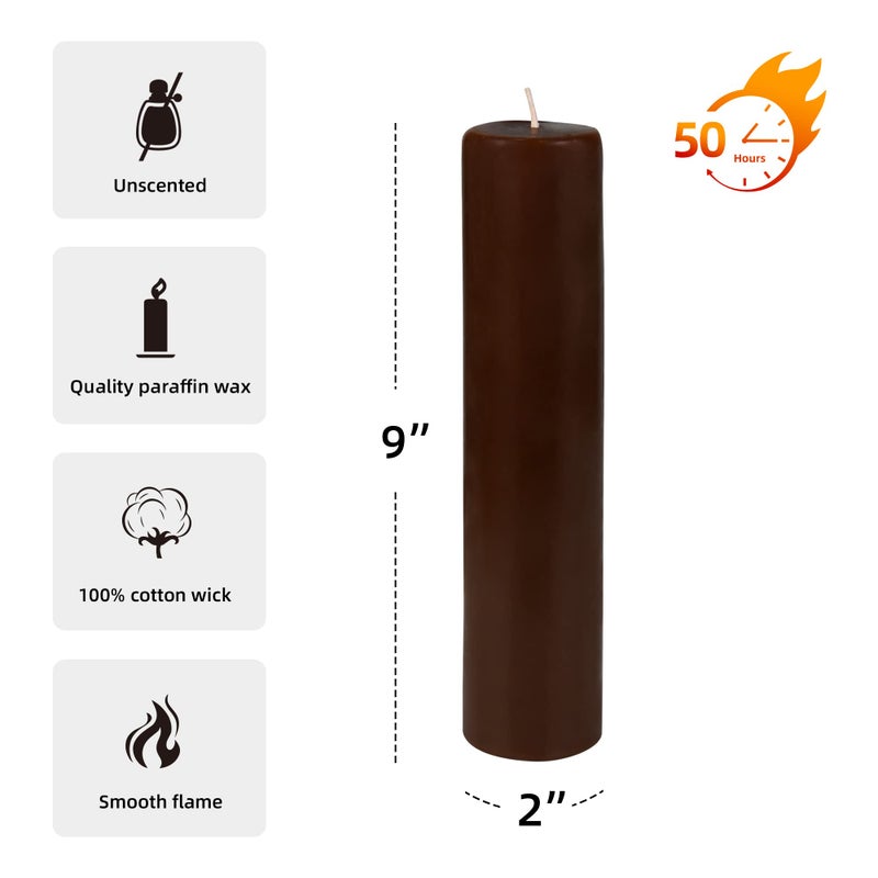 Jeco 2 x 9 Inch Brown Pillar Candle - Image 3
